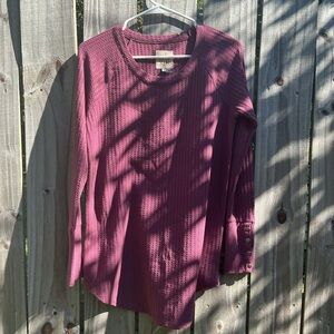 Chaser Purple Long Sleeve Waffle Knit Top